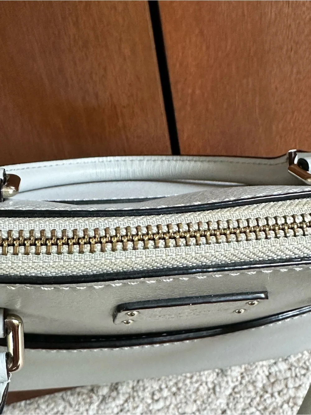 Kate Spade Grove Street Carli Gray Dome Leather Satchel with Crossbody Strap
